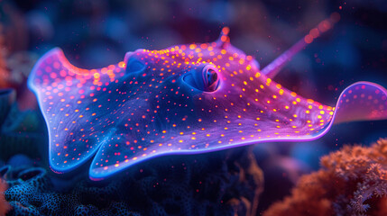 A beautiful and unique species of ray fish. This fish is known for its unique coloration and its ability to swim in a variety of ways