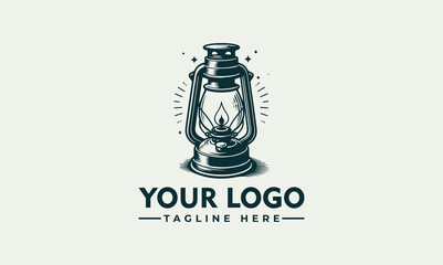 Kerosene lamp vector logo Petroleum Lamp Logo Vector Old oil lamp Modern Vintage Logo contains gas lamp concept