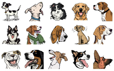 set of dog design vector face. isolated on background.