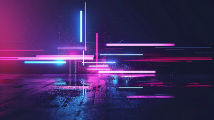 Neon Laser Glitch: Vibrant Digital Art Logo with Futuristic Aesthetic and Distorted Patterns