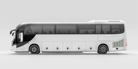 Side view of modern bus in white background