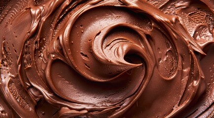 Surface of chocolate ice cream texture background, top view.