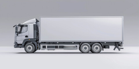 Side view of modern gray truck in white background