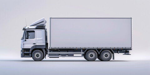 Side view of modern gray truck in white background