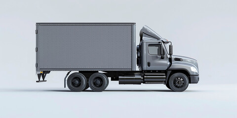 Side view of modern gray truck in white background