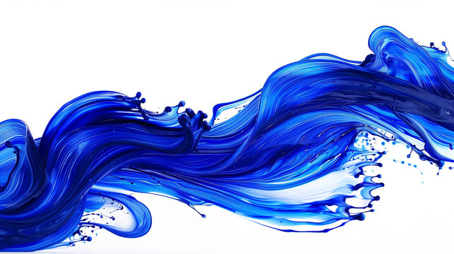 Royal blue wave flow, deep and rich royal blue wave isolated on white.