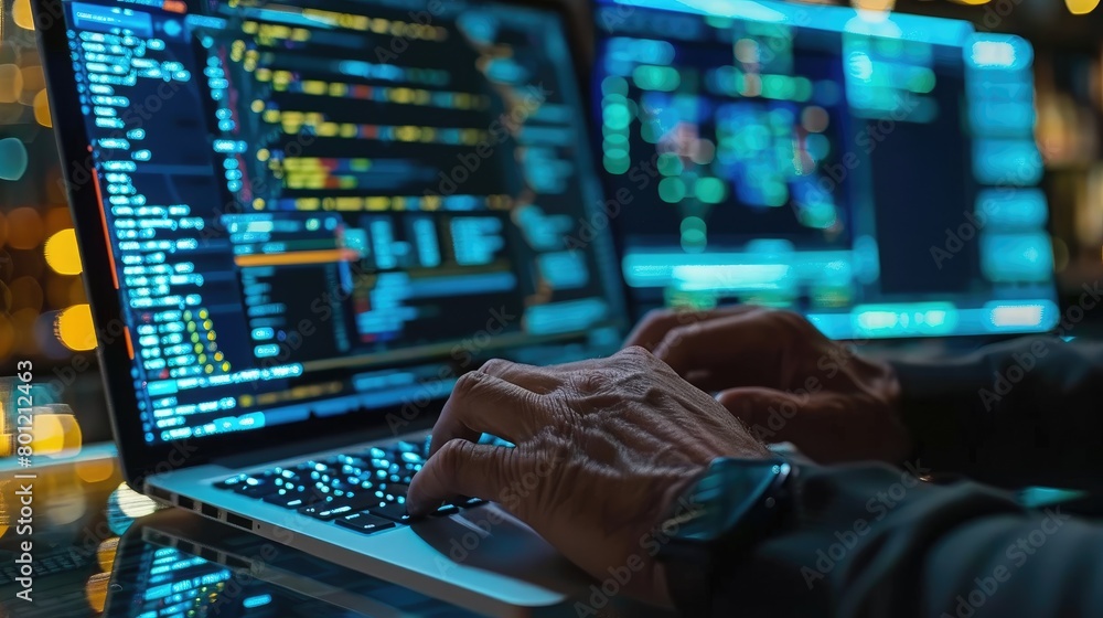 Leinwandbilder Closeup coding html and programming on screen laptop, development web, developer