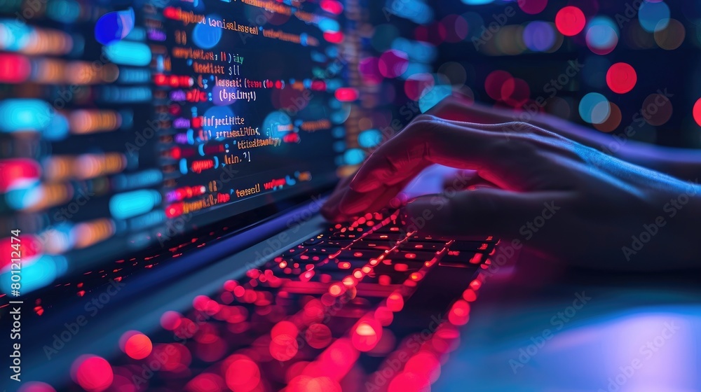 Leinwandbilder Closeup coding html and programming on screen laptop, development web, developer