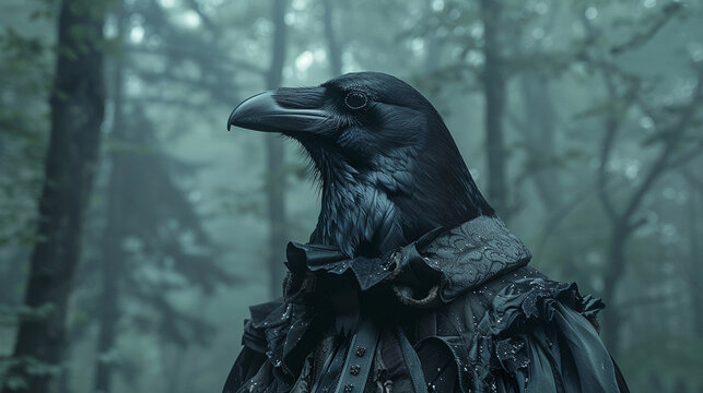 A dark mysterious bird is staring at you from the woods. Its eyes are glowing red and you feel a chill run down your spine. You know that this bird is not a good omen