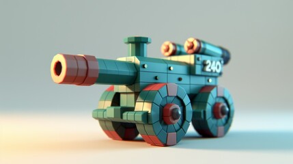 A toy cannon made of blocks.