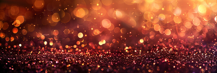 Shimmering Burgundy Bokeh Lights, Glitter and Sparkle on Warm Abstract Background, High Resolution Imagery