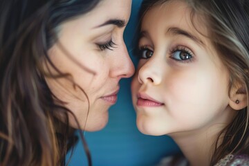 Mother hugging her daughter, mother's day concept, affection.