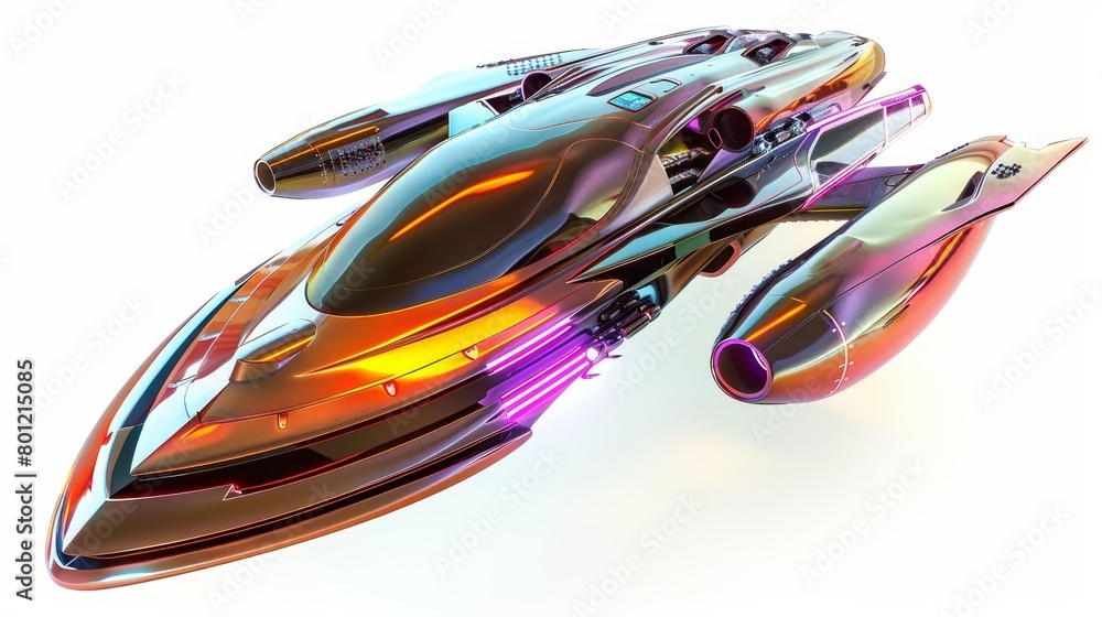 Poster render a spaceship that looks like it came from the future