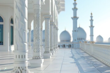 Fototapeta premium Arabic white mosque, Ramadan and Eid-al-Adha concept.