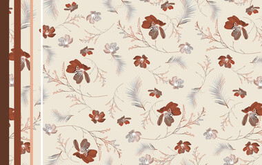 Flowers pattern, floral illustration. Fabric design.