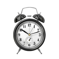 3d alarm clock isolated on transparent background