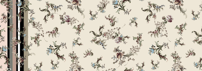 Flowers pattern, floral illustration. Fabric design.