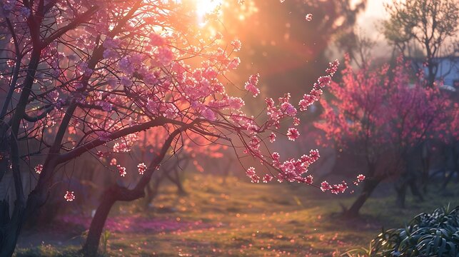 Blooming season in sun shaining
