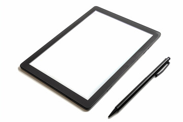 Tablet and stylus on a white background