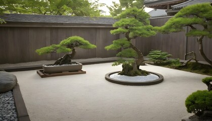 Illustrate A Serene Zen Garden With Raked Gravel Upscaled_7