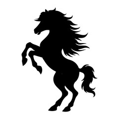 Silhouette of a horse rearing up. Vector illustration isolated on white background.