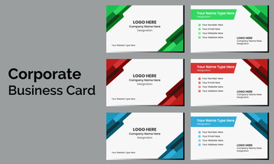 Creative professional corporate 2 part of business card design template with multiple color variation