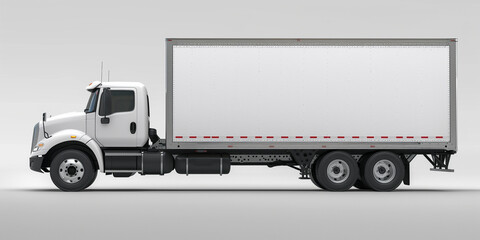 Side view of modern white truck in white background