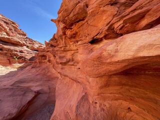 Colored Salam canyon in the Sinai Peninsula, beautiful curved limestone stones.