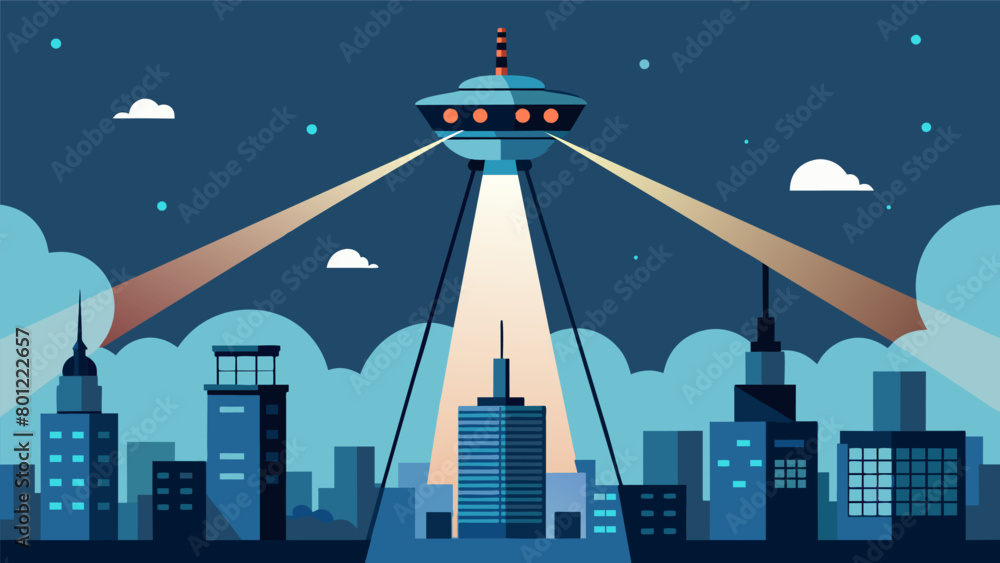 Aufkleber the towers massive revolving searchlights scan the city creating an atmosphere of constant surveilla
