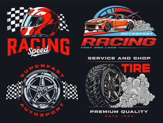 Speed racing colorful set stickers © DGIM studio