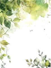 Green Yellow Gradient, Leaf, Hand Painting Watercolor Illustration