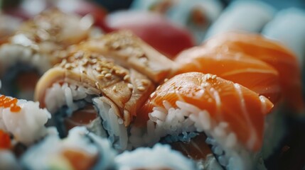 Macro shot of sushi food