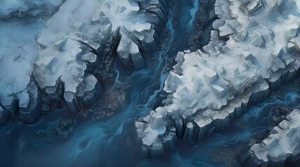 DnD Battlemap Arctic frozen waterfall.