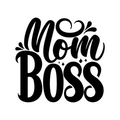 Mom Boss lettering, Holiday Ink illustration.