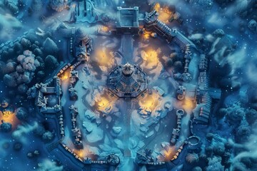 DnD Battlemap Frost Fortress Battlemap: Icy stronghold for epic battles.