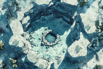 DnD Battlemap Ice Cavern Battlemap for Fantasy RPG.