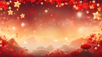 Abstract Red Background with Golden yellow Stars