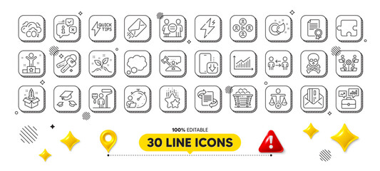 Talk bubble, Coal trolley and Marketing line icons pack. 3d design elements. Video conference, Judge hammer, Keys web icon. E-mail, Power, Puzzle pictogram. Certificate, Timer, Graph. Painter. Vector