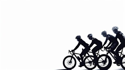 Obraz premium cyclists silhouette on white background