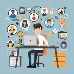 Business meeting animation. speaker pointing at presentation on board with graphs chart during business seminar. Office worker showing report with pointer. flip chart, mouth narration, cartoon style