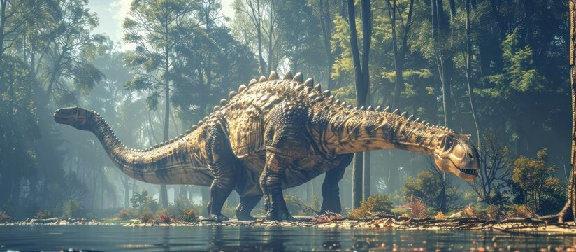 Vivid D of a Plateosaurus Roaming the Jurassic Landscape