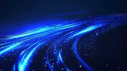 Blue glowing shiny lines effect vector background. Luminous white lines of speed. Light glowing effect. 