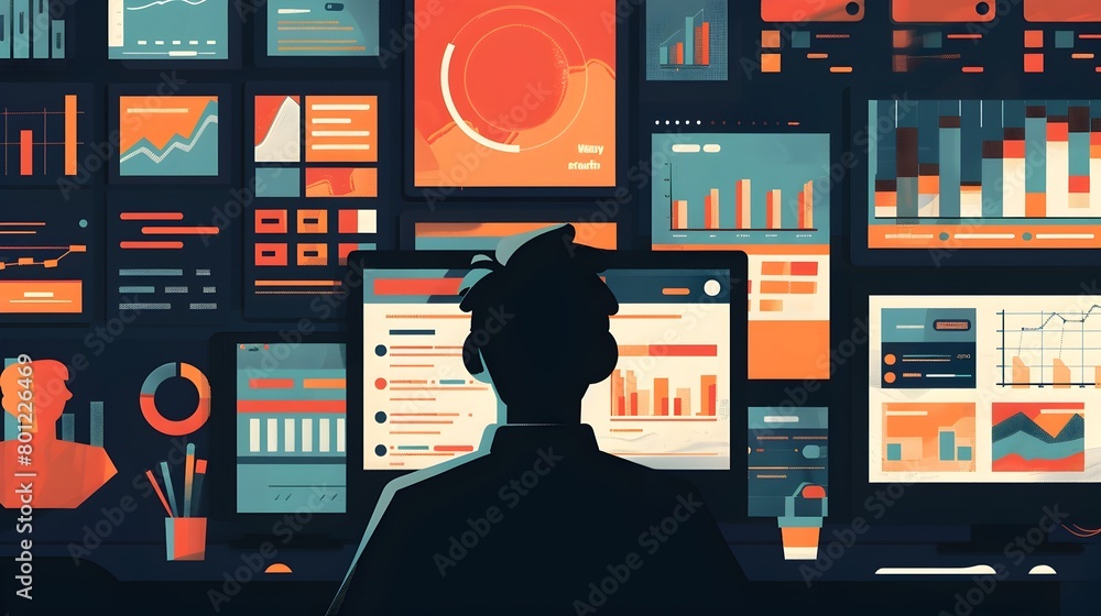 Poster digital marketing analytics dashboard for optimizing social media strategies and content performance
