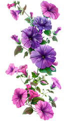 Illustration of a group of purple flowers on a white background