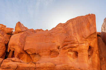 Colored canyon with red rocks. Egypt, desert, the Sinai Peninsula, Nuweiba, Dahab.