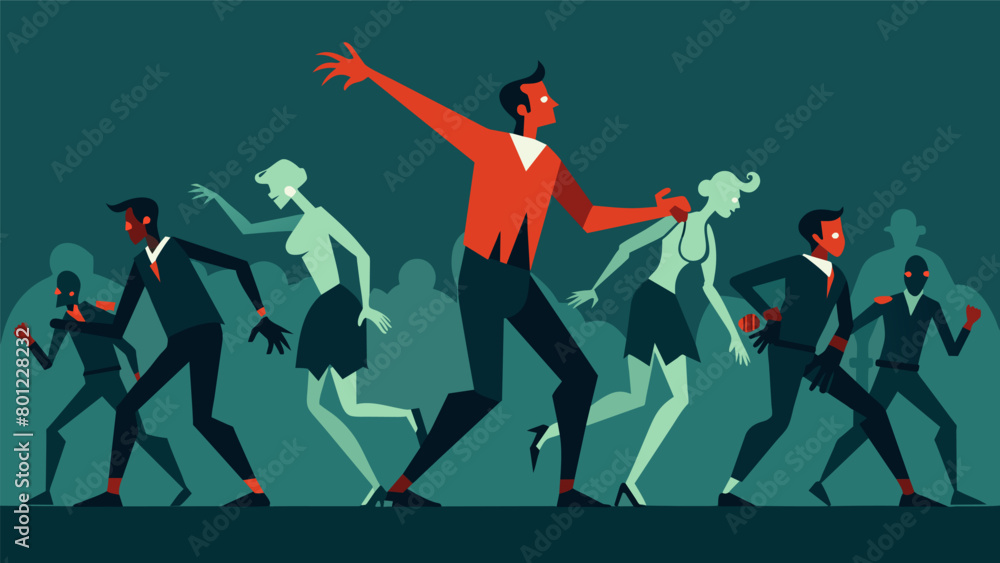 Poster with each step the dancers mimic the advancing footsteps of an army of zombies their movements evoki