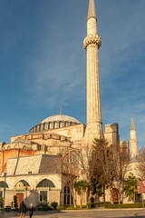 Fototapeta premium Byzantine architecture of the Hagia Sophia, famous historic landmark and world wonder in Istanbul, Turkey