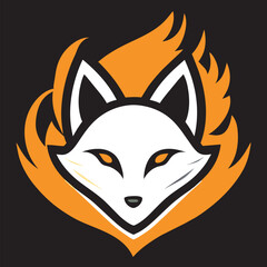 ghost fox head on fire for a gaming account, vector illustration flat 2