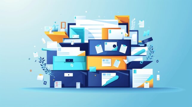 Efficient Document Organization, Illustrate the concept of efficient document management with an image featuring neatly arranged files and folders