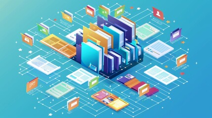 Efficient Document Organization, Illustrate the concept of efficient document management with an image featuring neatly arranged files and folders